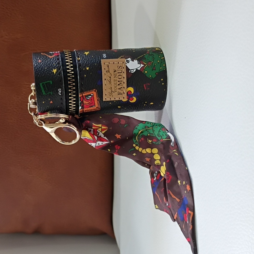 Colorful Printed Bag Charm /Keychain Pouch